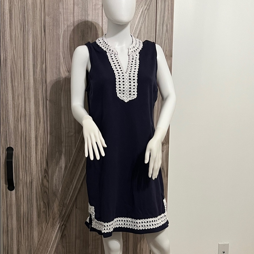 Crown & Ivy Navy Dress with White Accents